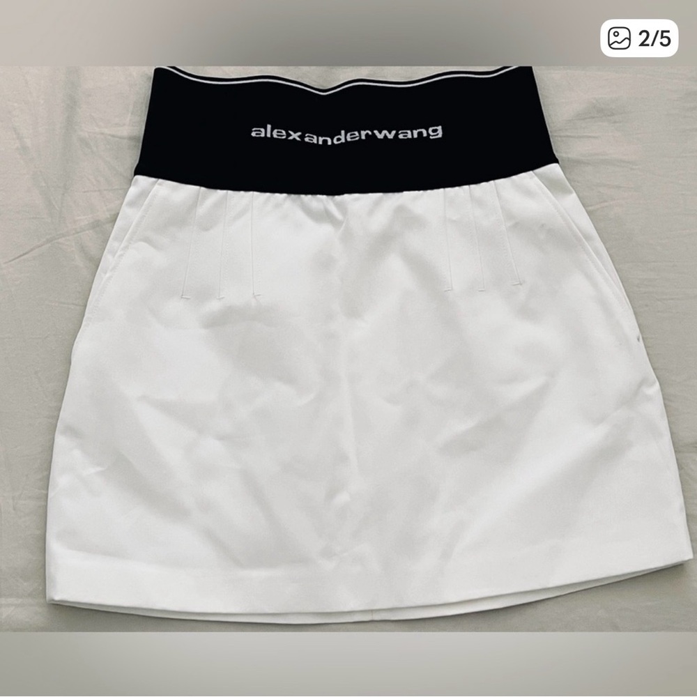 Alexander Wang logo elastic skirt in cotton tailoring - Picture 2 of 5